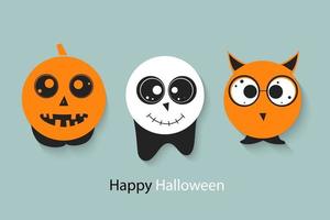 Set of halloween pumpkins, funny faces. Autumn holidays. vector