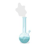 Glass bong for smoking. Plastic blue bong with green cannabis. vector