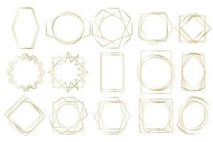 Luxury golden frames set. Collection of linear polygonal shapes vector