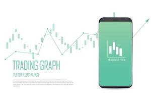 flat style web banner on mobile stock trading concept, online trading vector