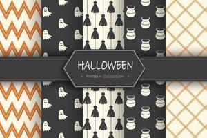 Set of halloween backgrounds. Collection of seamless patterns vector