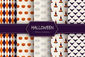 conjunto de fondos de halloween. colección de patrones sin fisuras vector