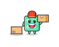 Mascot Illustration of brick toy as a courier vector