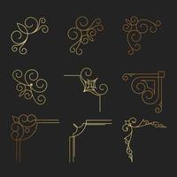set of decorative hand drawn elements, frame with floral element vector