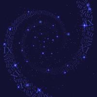 Astrology and numerology concept with numbers over starry sky vector