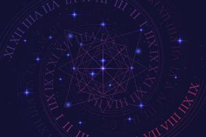 Astrology and numerology concept with numbers over starry sky vector