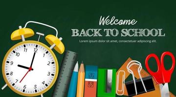 Back to school background with stationeries and chalk writing vector