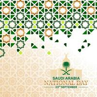 Saudi Arabia national day background with Islamic pattern and landmark
