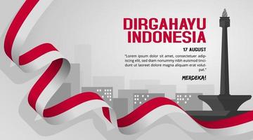 Fondo del día de la independencia de Indonesia con vistas a la ciudad y las monas vector