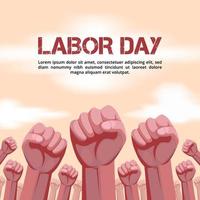 Labor day background with raised hands illustration vector