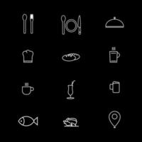 12 restaurant icon set vector