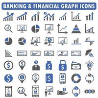 conjunto de iconos de gráfico bancario y financiero serie azul vector