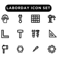 labor day icon set outline style vector
