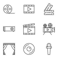 Cinema icon set with line style vector