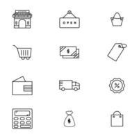 e commerce icon set line style vector