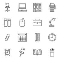 Office icon set line style vector