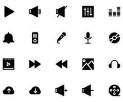 conjunto de iconos de audio y video para la aplicación móvil de su sitio web vector