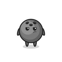 cute bowling ball character with suspicious expression vector