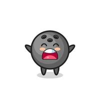 cute bowling ball mascot with a yawn expression vector