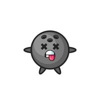 character of the cute bowling ball with dead pose vector
