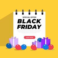 banner de oferta especial de viernes negro de diseño plano vector