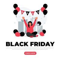 Flat design black friday sale banner vector