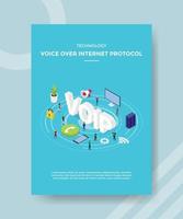 technology voice over internet protocol people standing vector