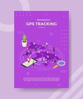 technology gps tracking people standing on pointer location vector