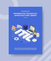 infraestructura de tecnología de la información biblioteca personas de pie vector