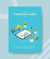 business financial audit people standing analyzing around document vector