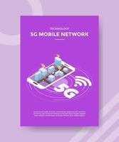 technology 5G mobile network city on smartphone for template vector