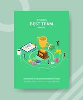 best winner team with some prize reward and trophy for template flyer vector