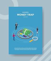 business money trap around people standing for template flyer vector