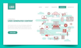 ugc user generated content concept with circle icon for website vector