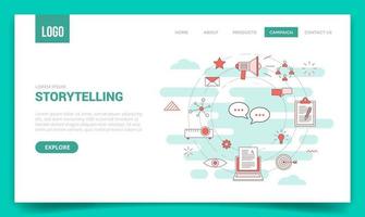 storytelling concept with circle icon for website template vector