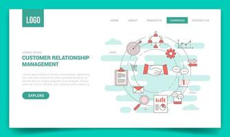 crm customer relationship management concept with circle icon vector