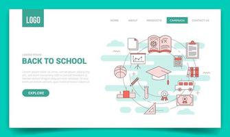 back to school concept with circle icon for website template vector
