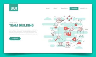 team building concept with circle icon for website template vector