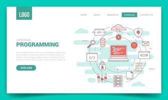 programming concept with circle icon for website template vector