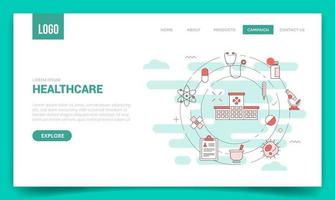 healthcare concept with circle icon for website template vector