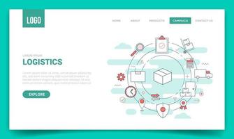 logistics delivery concept with circle icon for website template vector