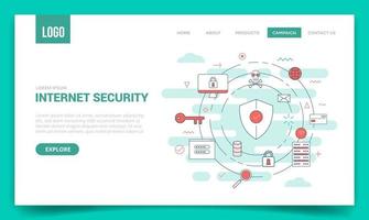 internet security concept with circle icon for website template vector