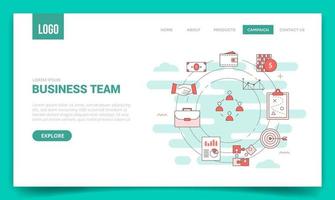 business team concept with circle icon for website template vector