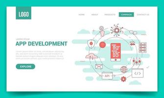 app development concept with circle icon for website template vector