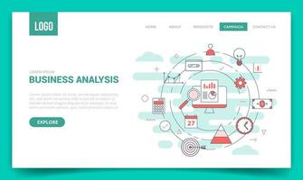 business analysis concept with circle icon for website template vector