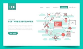 software developer concept with circle icon for website template vector