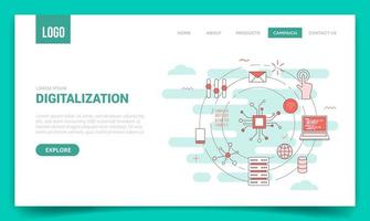 digitalization concept with circle icon for website template vector