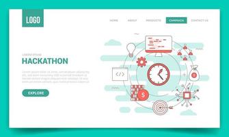 hackathon concept with circle icon for website template vector