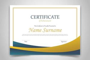 certificate design template with golden and dark blue color vector