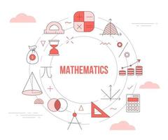 concepto de matemáticas con plantilla de conjunto de iconos vector